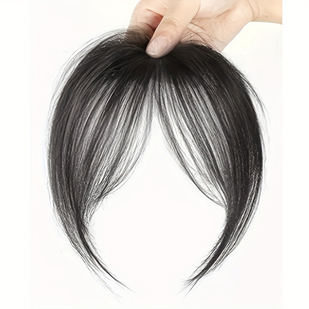 Full Real Hair Natural Bangs for Women with a Seamless Air-Like Texture, Suitable for Side Parting or Middle Parting