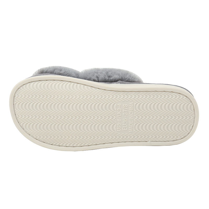 Amazon Slippers Winter Plush Cross-Strap Cotton Indoor Warm Plus Large Fur Slippers Women's High and Low Imitation Rabbit Fur