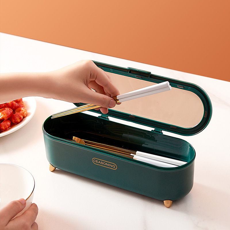 Chopstick Storage Box, Accessible Luxury, Dust-Proof, Multi-Functional Drainable Chopstick Cage, Household Kitchen Knife, Fork, Tableware, Chopstick Cage
