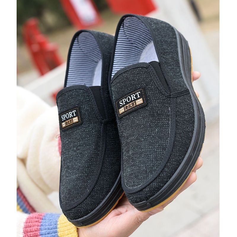 Beef sole: old Beijing cloth shoes men's board shoes light breathable canvas shoes comfortable soft work shoes
