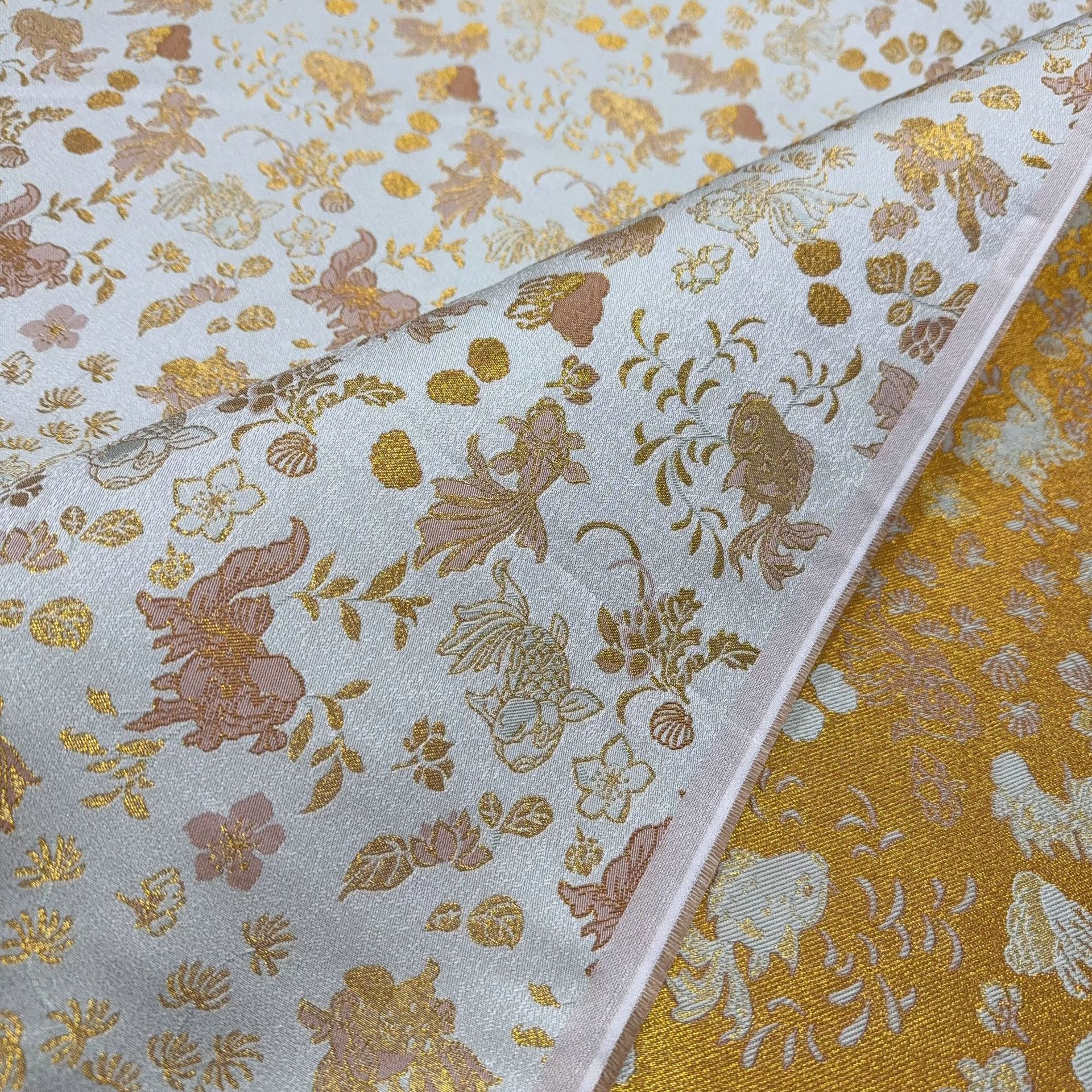 Algae Pattern Goldfish Imitation Song Brocade Short Skirt, Mamian Skirt, Vest Jacket, New Chinese Antique Handmade Baby Clothes Fabric Wholesale