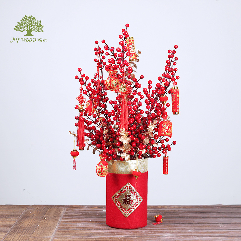 New Year Spring Festival New Year ornaments lucky bag Chinese knot lantern firecrackers festive wedding ornaments living room decoration wholesale
