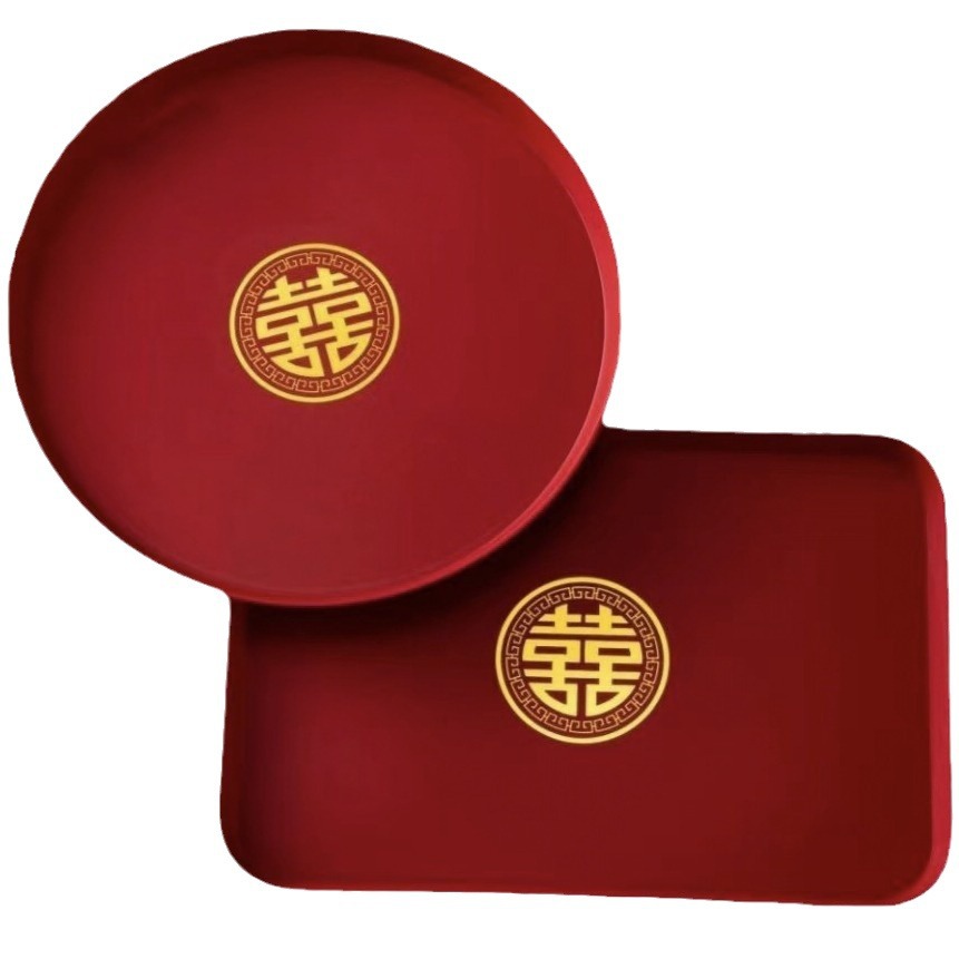 Wedding Fruit Plate, Wedding Candy Plate, Living Room Red Festive Toast Tray, Wedding Plate, Wedding Supplies Collection