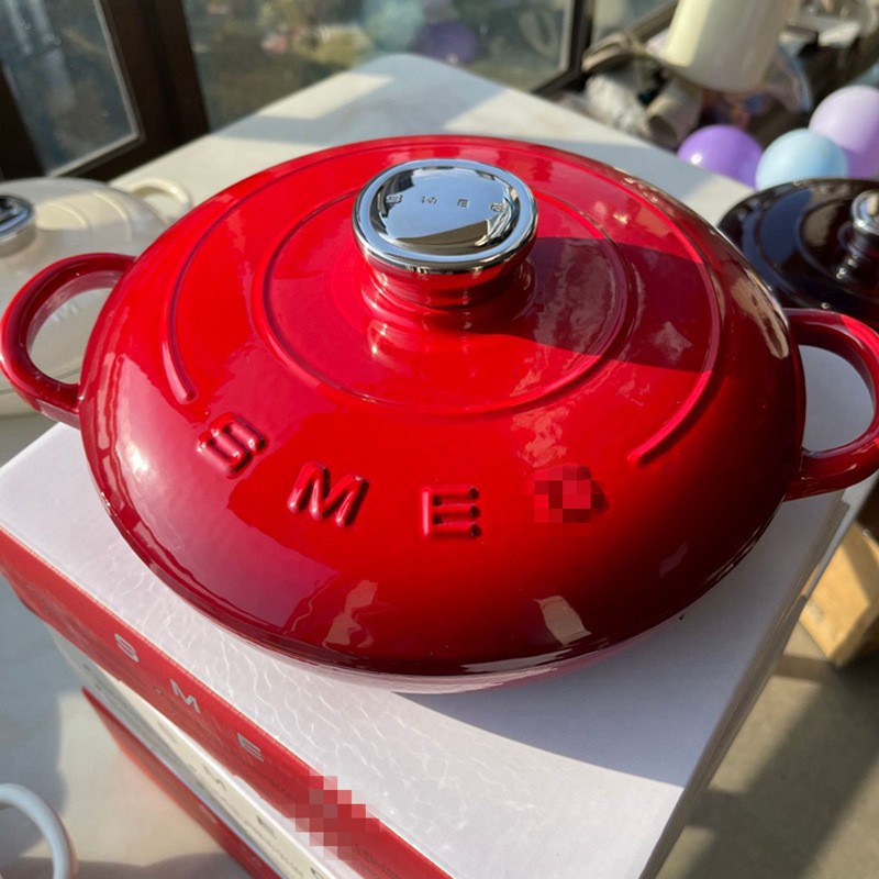 SM Smee EG Seafood Pot Enamel Pot Home Stew Soup Pot 26CM Soup Pot 2.2 Raised Quality Cast Iron Pot