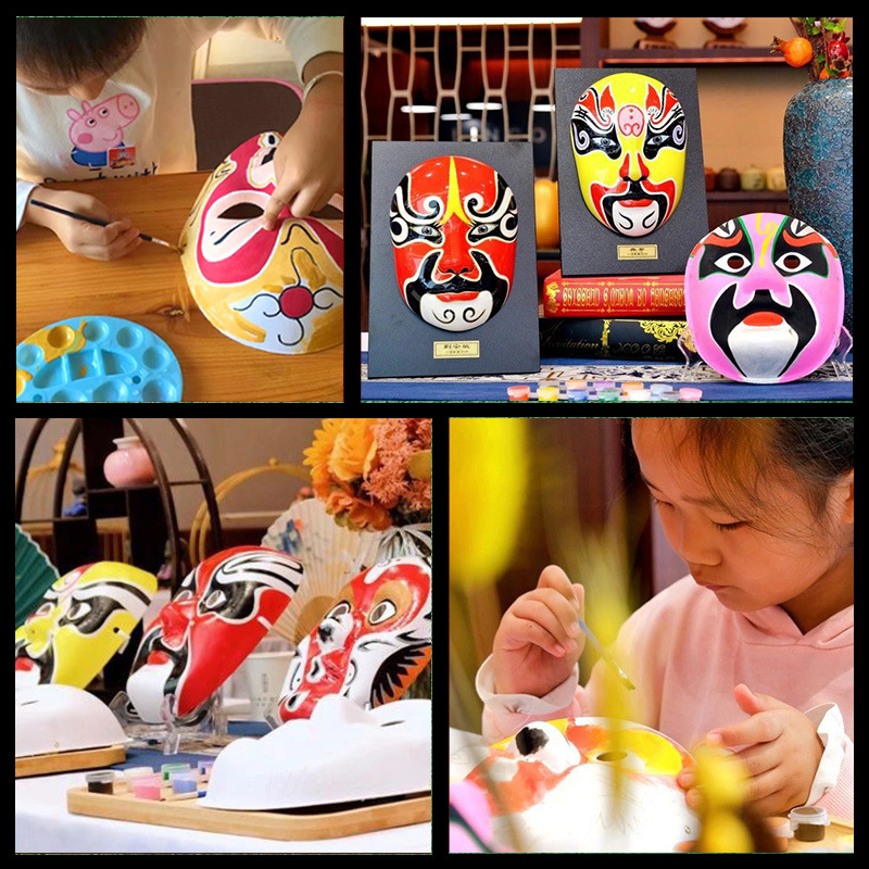 Peking Opera Facial Mask Handmade DIY Material Package National Trend Coloring Hook Line Hand-Painted Sichuan Opera Stage Decoration