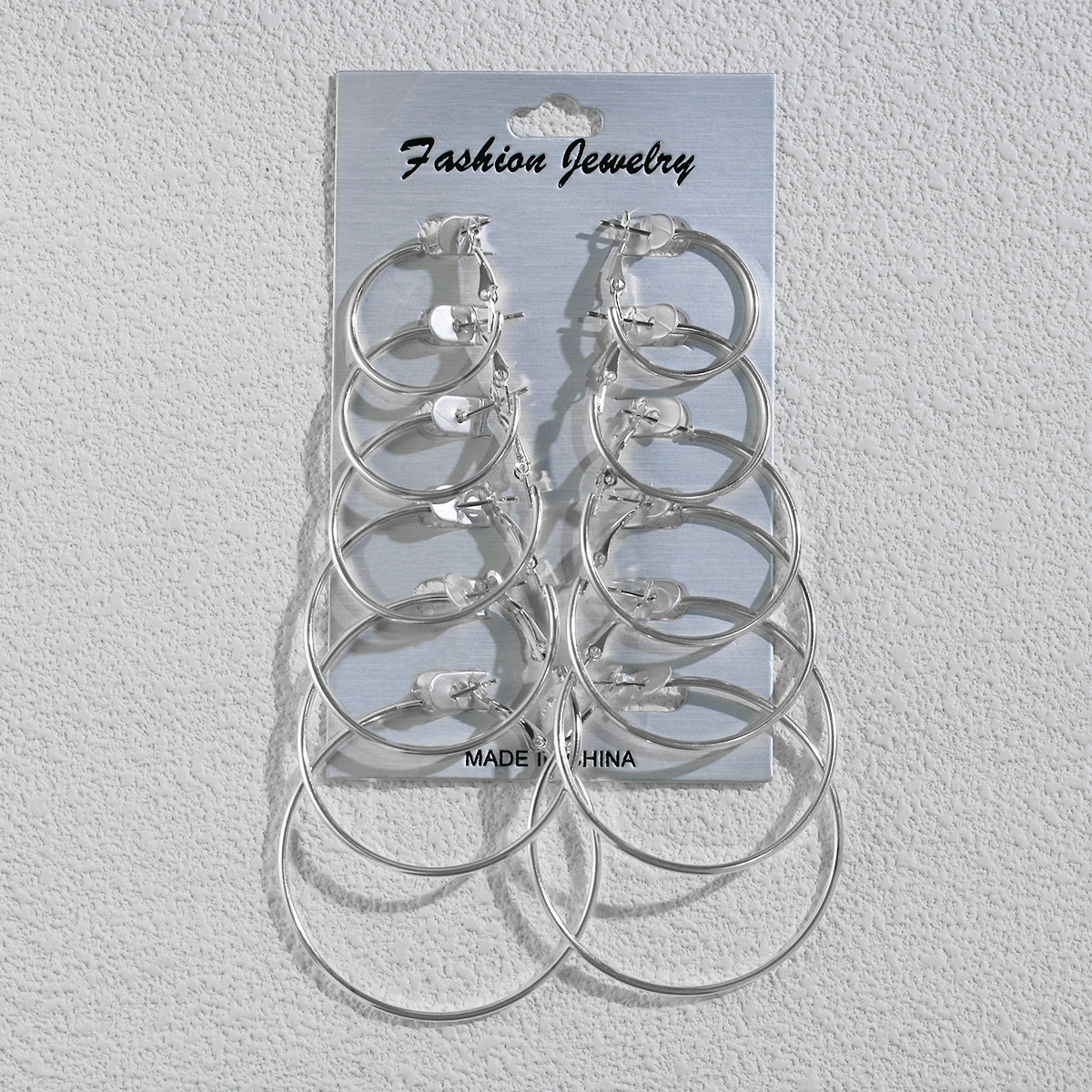 European and American all-match earrings female slimming Internet celebrity 1 Set 6 pairs glossy C ring different size earrings combination simple fashion