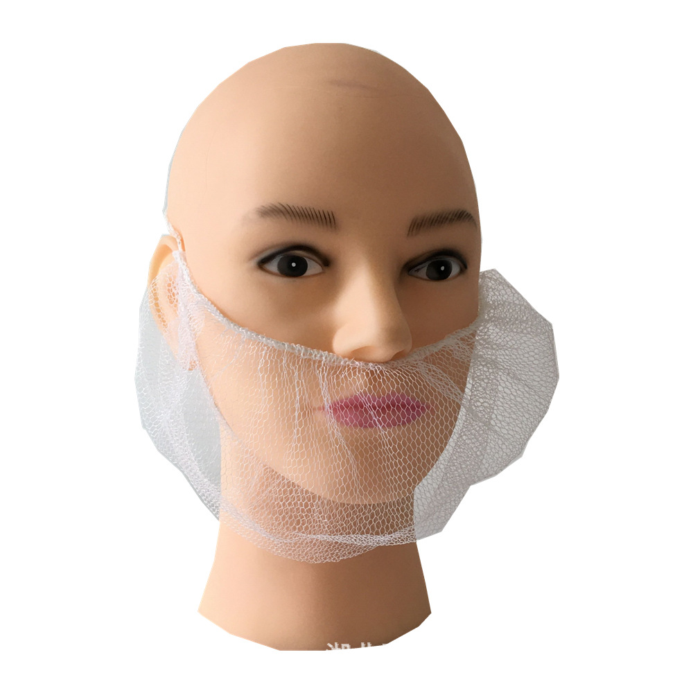 Disposable beard sleeve manufacturers dust-proof breathable beardcover manufacturers supply white nylon mesh