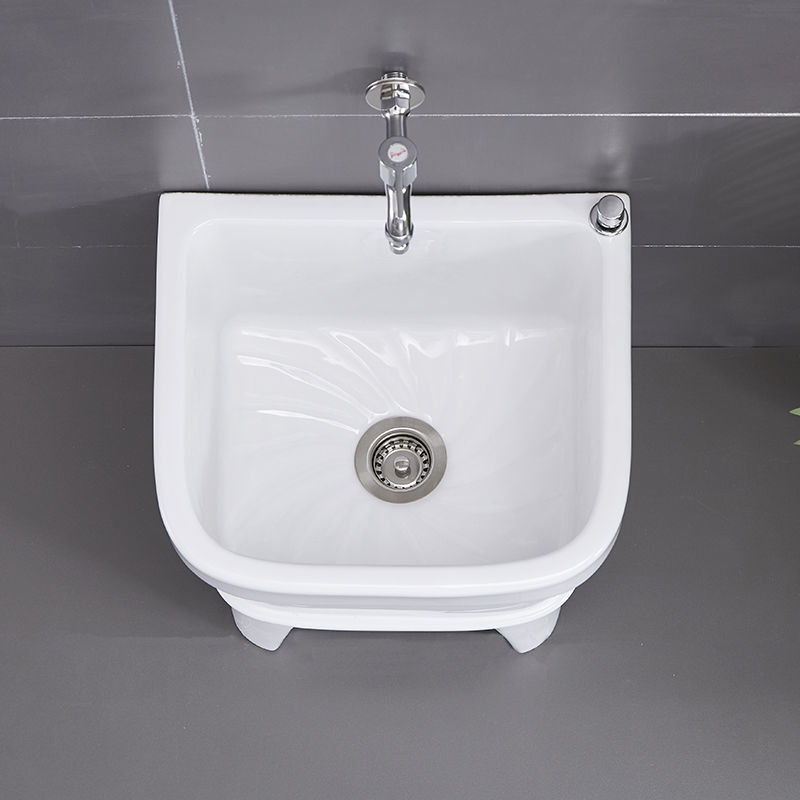 Small Ceramic Mop Sink for Balcony, Household Bathroom Square Automatic Drain