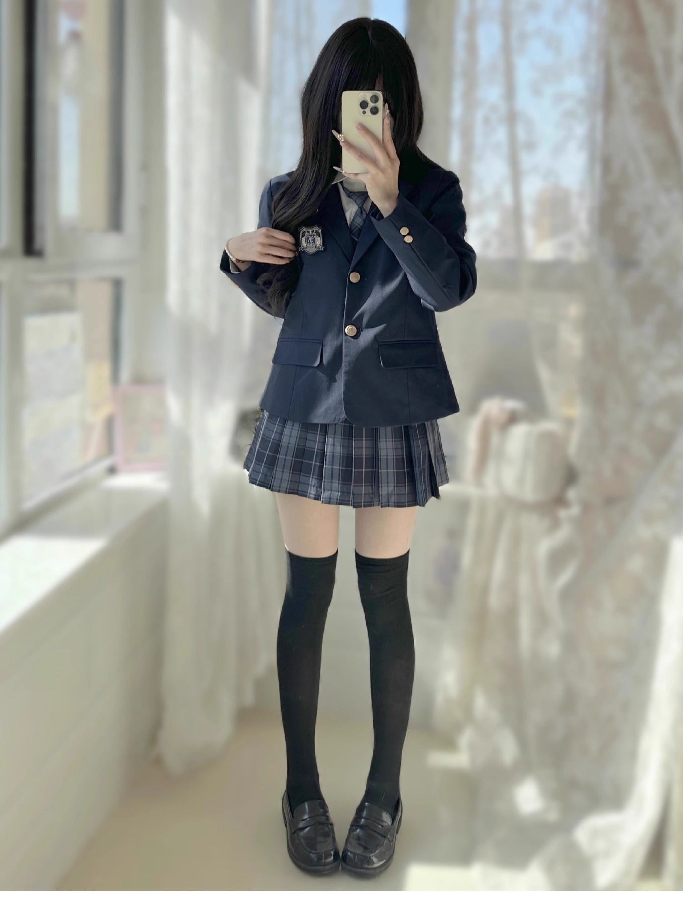 Japanese School Style Jk Suit Uniform Jacket for Girls, School Uniform-Like Autumn and Winter Versatile Suit with Plaid Skirt Set, No Ironing Needed