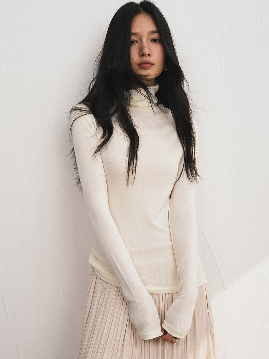 Autumn and Winter Cashmere Turtleneck Bottoming Shirt for Women Tencel Modal Slim Fit Skin-Friendly T-Shirt Basic Stretch Knitwear