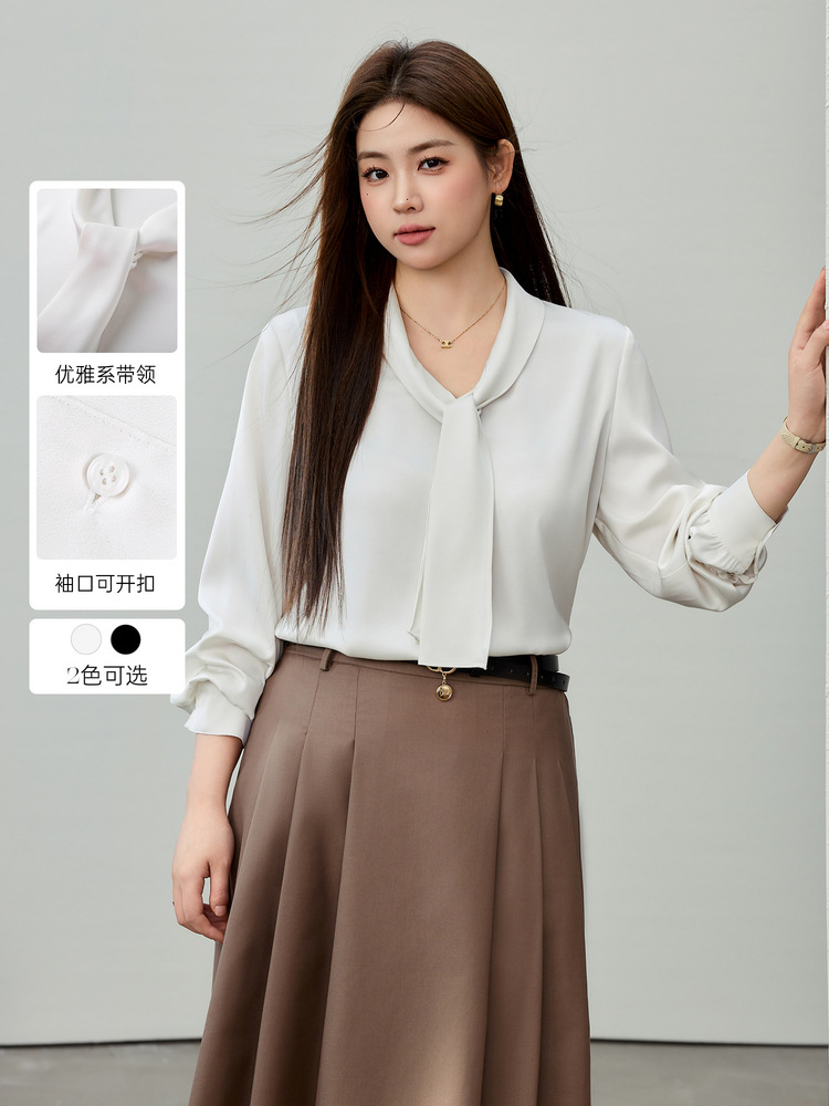 [French Temperament Satin Texture Led Shirt] Slim Show plus size Women's Fat mm2025 Spring New