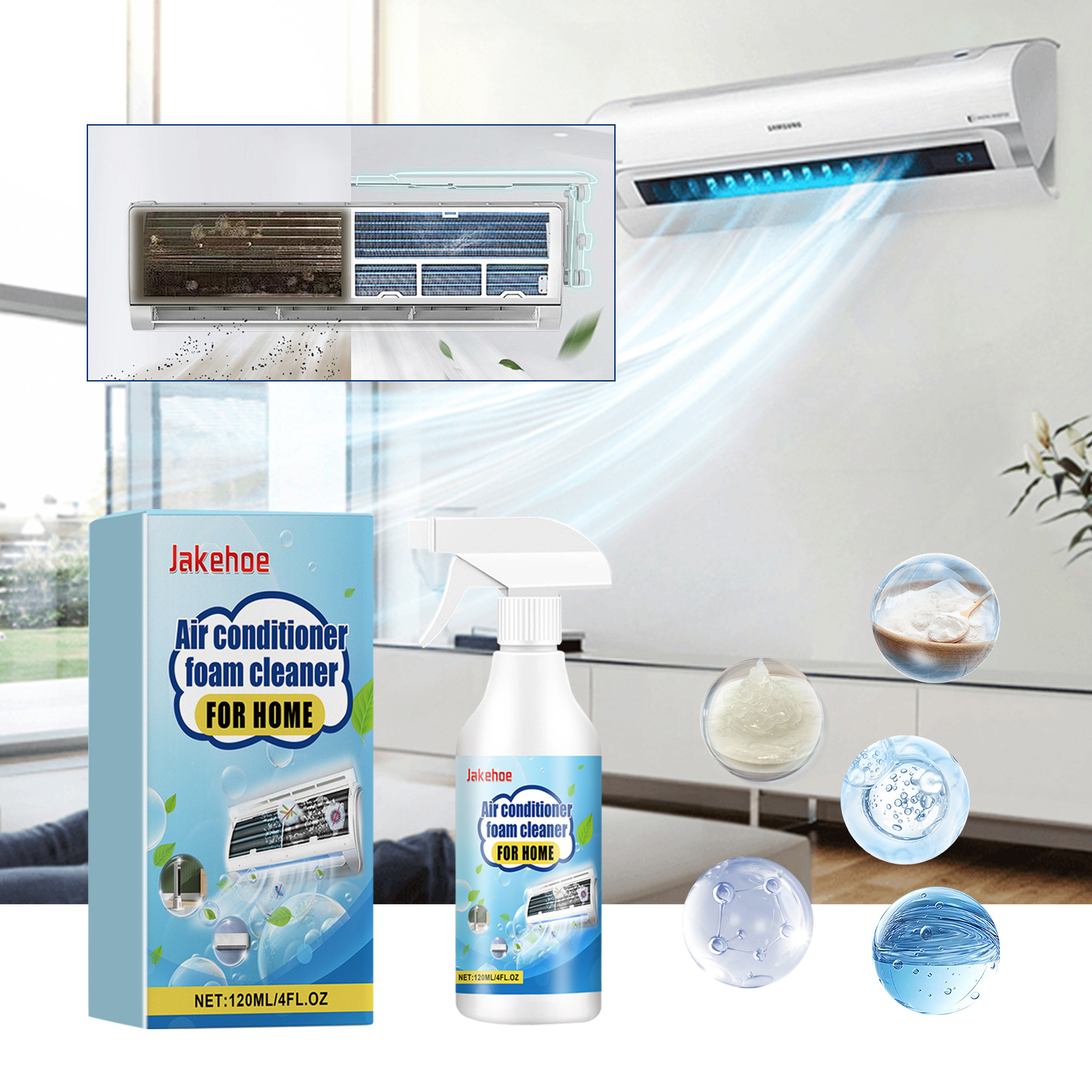 Jakehoe Household Air Conditioner Foam Cleaner Air Conditioner Purification Cleaning Decontamination and Odor Removal Internal and External Machine Cleaning