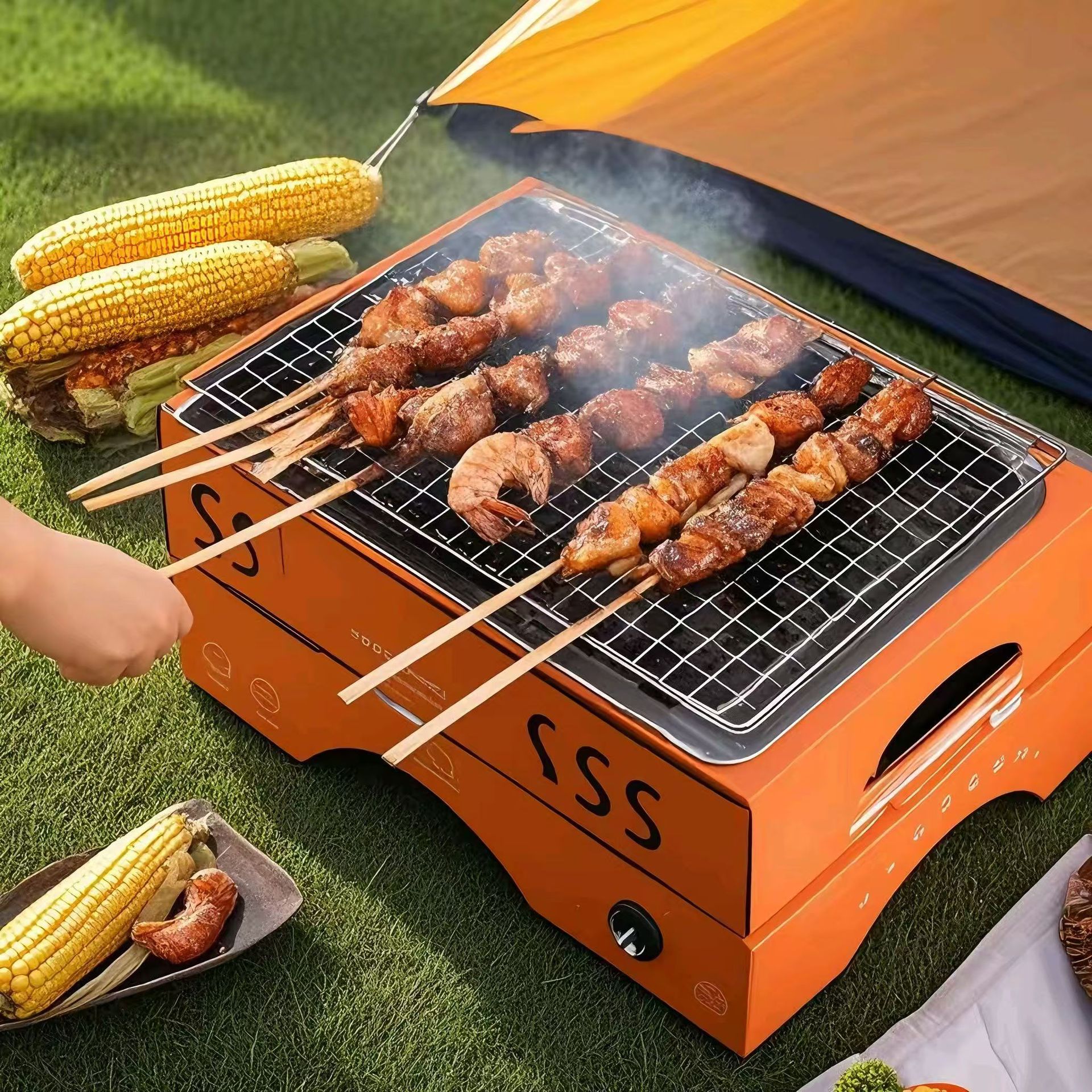 Camping Oven Stainless Steel Disposable BBQ Oven Household BBQ Grill Outdoor Portable Enclosing Stove for Tea Wholesale