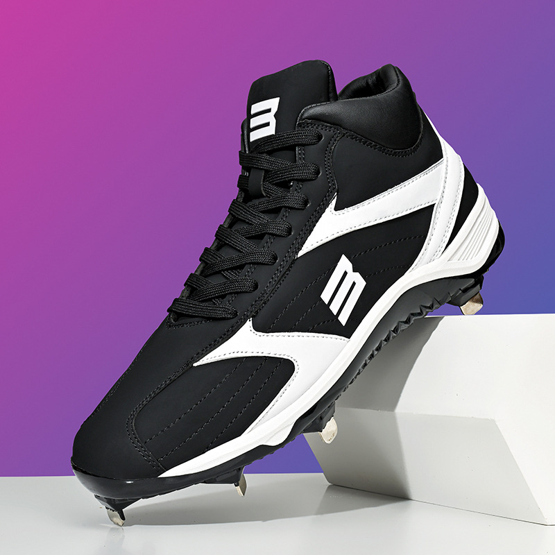 Cross-Border Large Size High-Quality Professional Iron Nail Wear-Resistant Anti-Slip Baseball Shoes Super Fiber Breathable Ankle Protection American Football Shoes