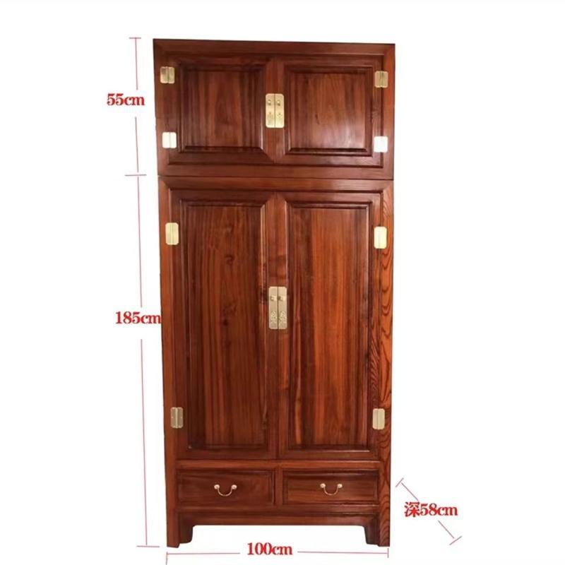 # Chinese-Style Camphor Wood Wardrobe with Full Camphor Wood Top Box Cabinet, Solid Wood Wardrobe for Home Bedroom, Large Capacity, Insect-Proof, Hanging Clothes