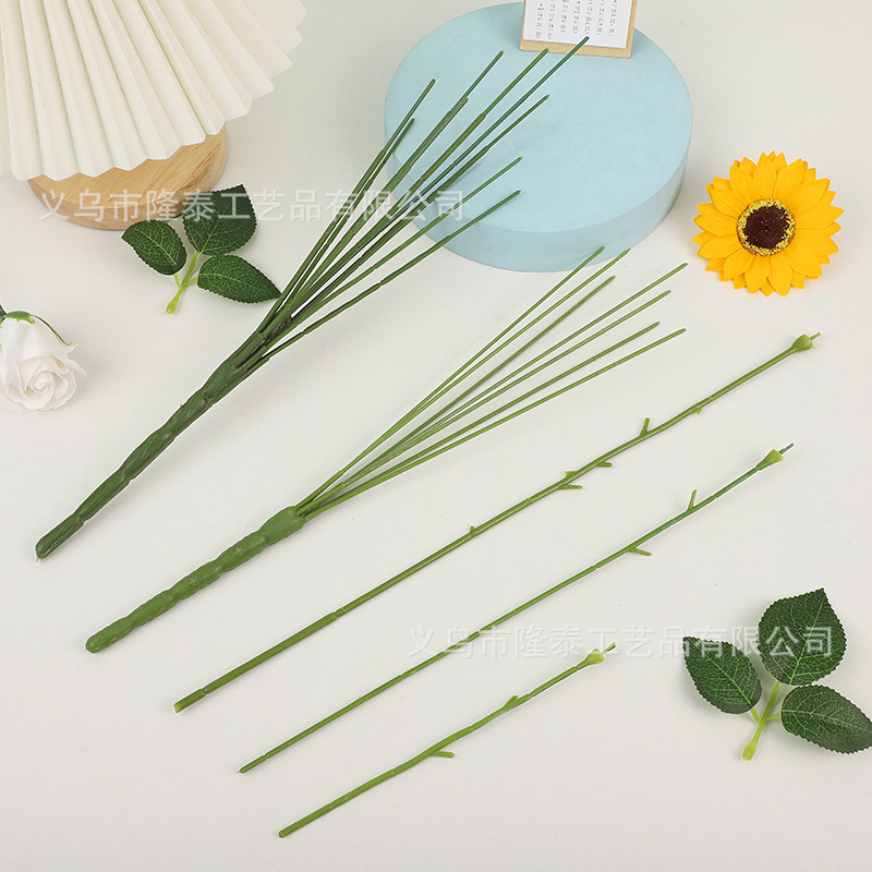 No. 2 green wire soap flower packing material soap flower accessories flower pole DIY handmade wire mesh rose plastic green flower pole