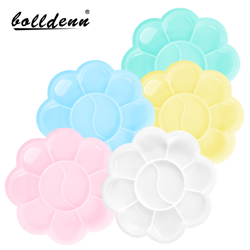 Новая пластиковая палитра в форме цветка сливы для изобразительного искусства, акварель, гуашь, акрил, масляные краски