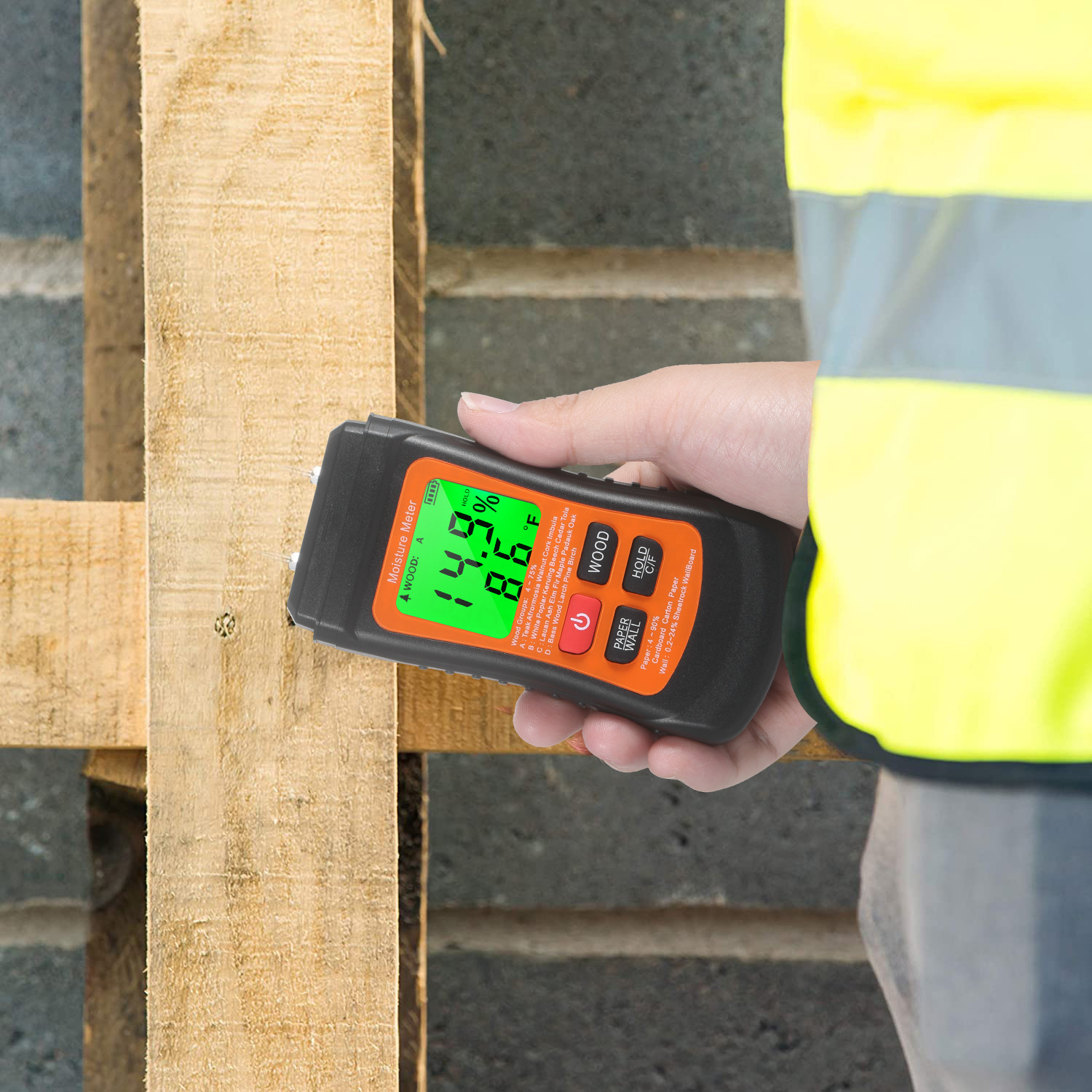 Wood Moisture Tester Needle Plug-In High-Definition Digital Display Thermometer Wood Spot Portable High-Precision Measurement