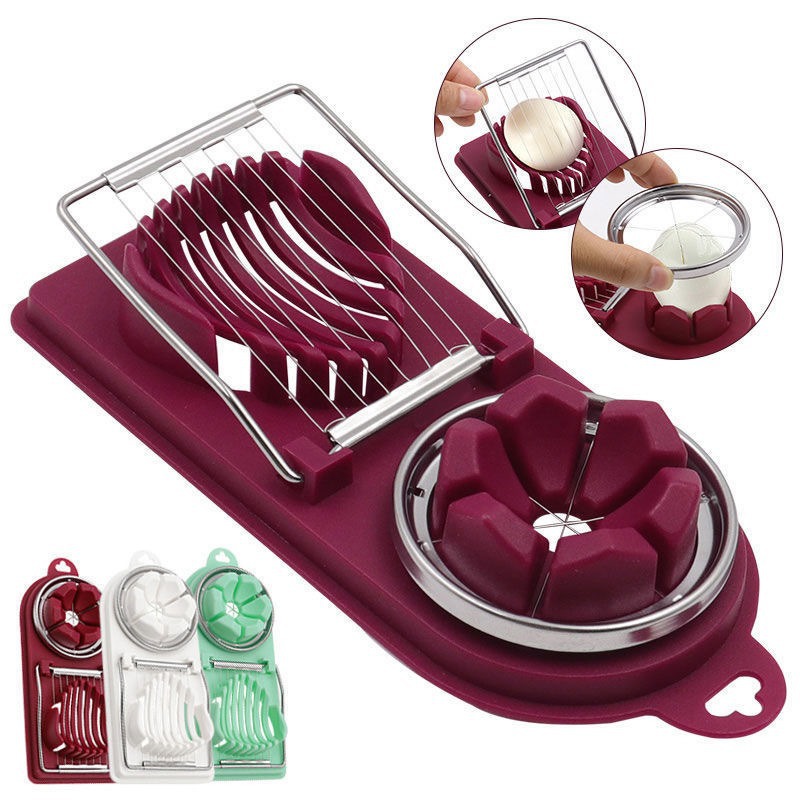 Three-In-One Multifunctional Egg Slicer Stainless Steel Household Egg and Preserved Egg Slicing and Dividing Artifact