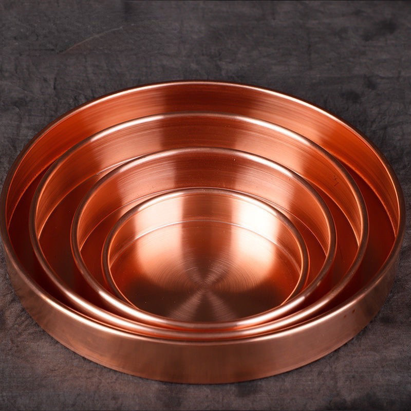 Pure Copper Size Manicure Tray Brass Red Copper Storage Fruit Plate Fruit Bowl Home Golden Vintage