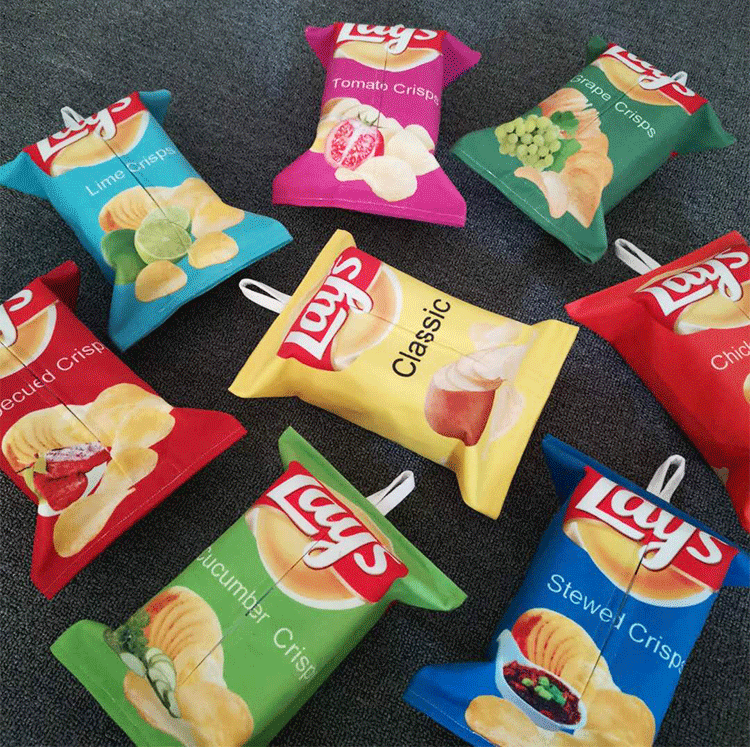 Living room paper box potato chips napkin box creative hanging toilet tissue bag fabric printing logo car tissue box
