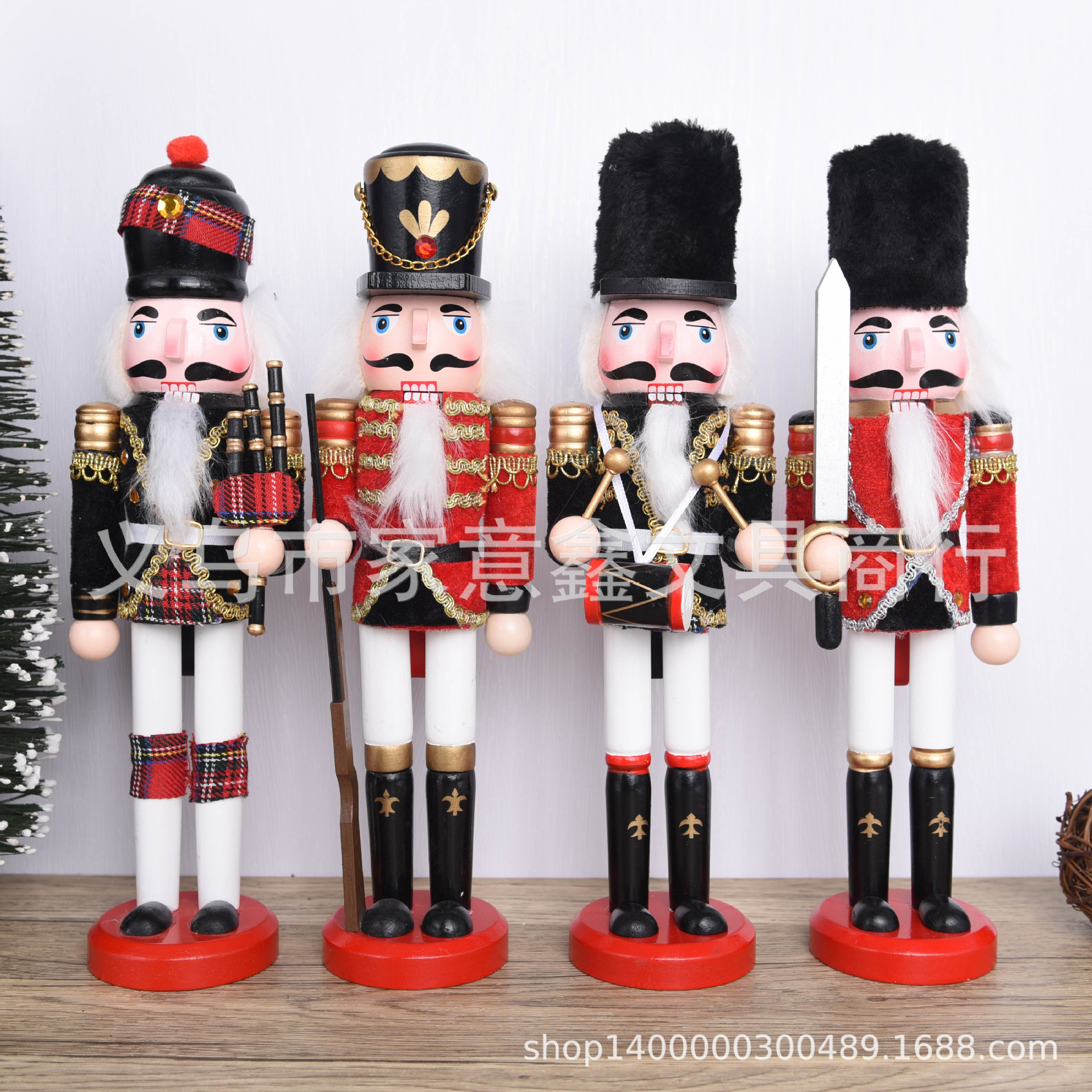 Christmas Gift Ornaments 30cm Walnut Man Nutcracker Wooden Soldier