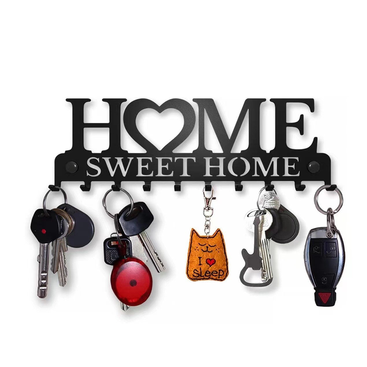 Cross-border New Wrought Iron Hook Home Key Storage Towel HOME Letter Metal Hanger Creative Storage Hook