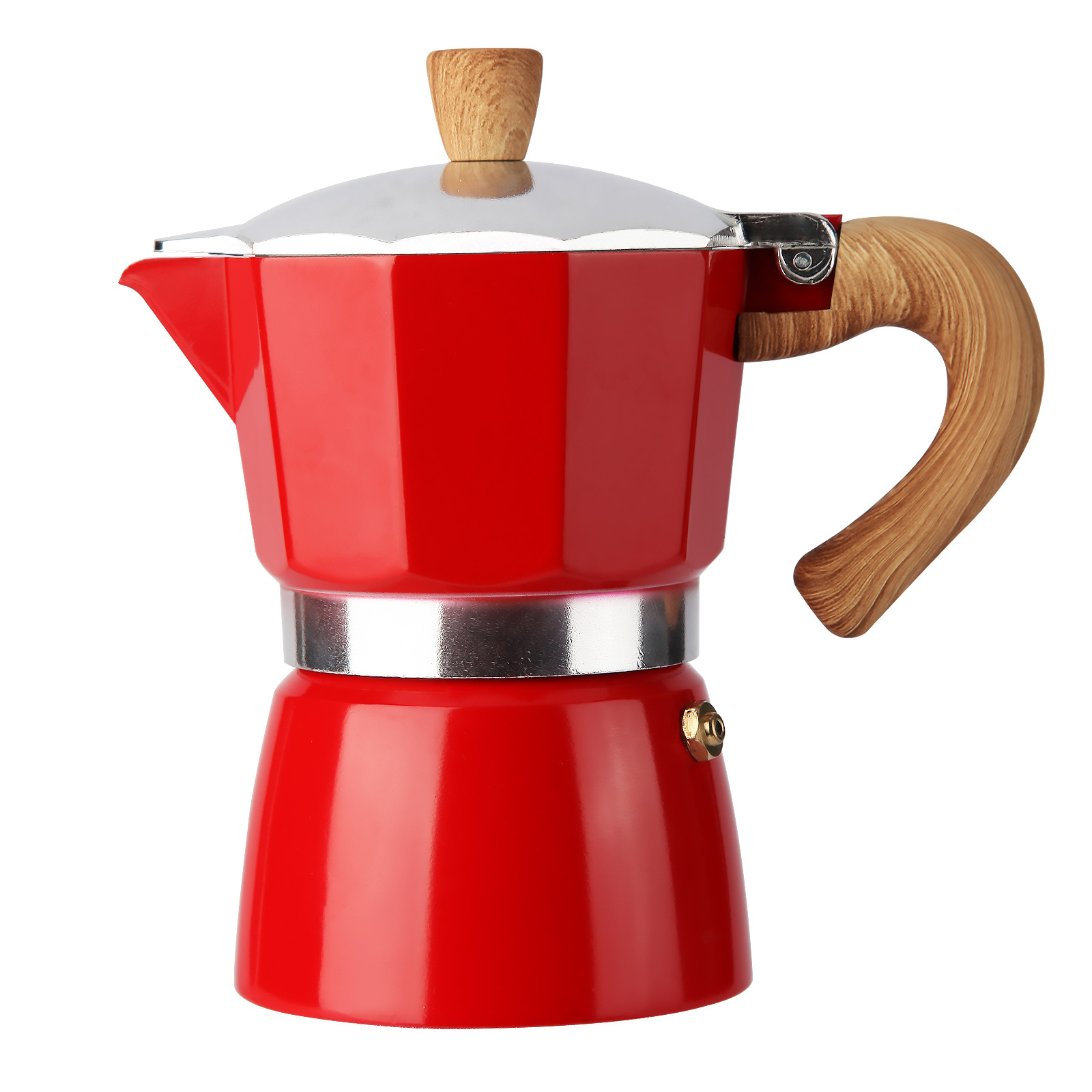 in stock cross-border aluminum mocha pot aluminum coffee pot 1 batch of red/milk white/black 3 cups/6 cups