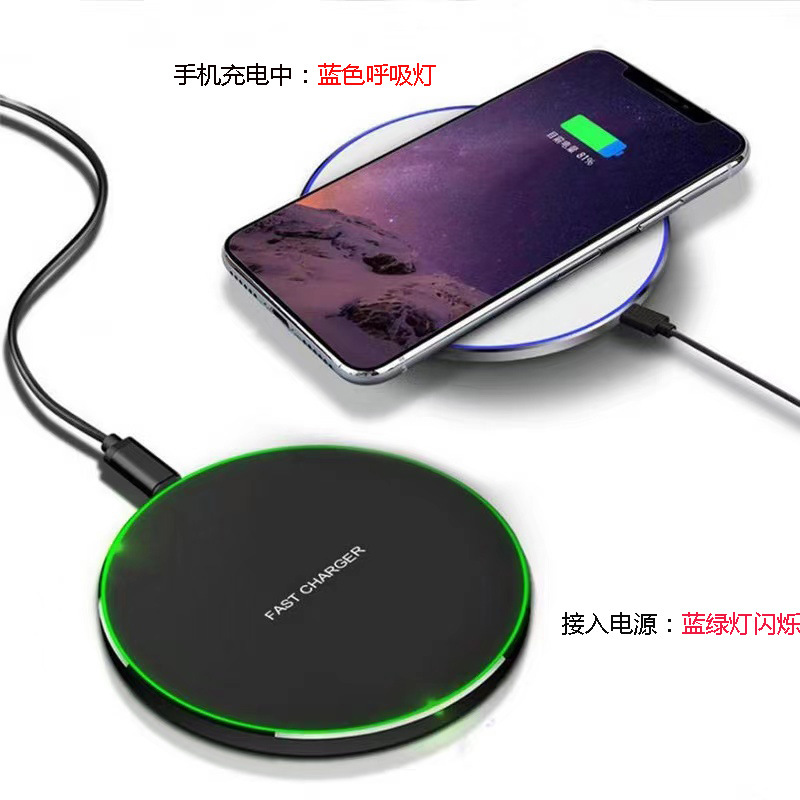 New 15W Round Luminous Mobile Phone Charger Wireless Charging Fast Charging 35W Portable Desktop Mobile Phone Wireless Charging
