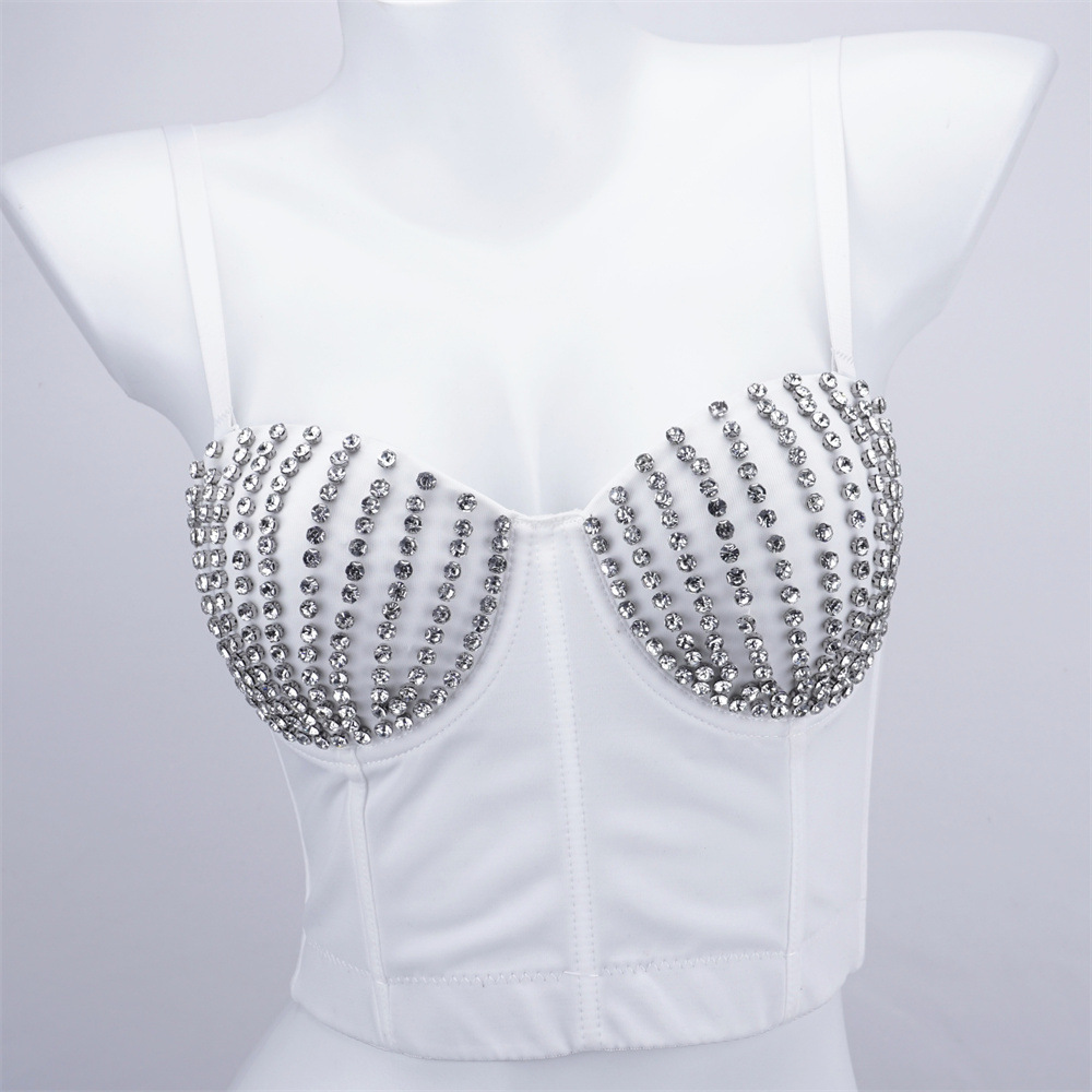 Ручной работы жилет-майка с узором из страз, легкая роскошная танцевальная одежда, ретро узкий французский бюстгальтер