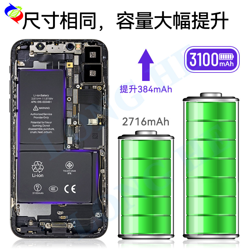 Suitable for Apple X/Xs/11P/12/13Pro/14Plus/15 Mobile Phone Battery Super Capacity Factory Wholesale Spot