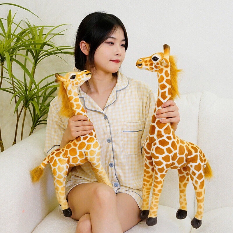 Amazon's Best-Selling Simulated Giraffe Plush Toy Realistic Sika Deer Doll Cross-Border Hot Model Factory Direct Sale