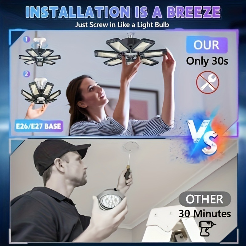 2026 New Cross-Border Dropshipping 1/2/Deformable Ceiling Lighting Led Garage Light Bulb