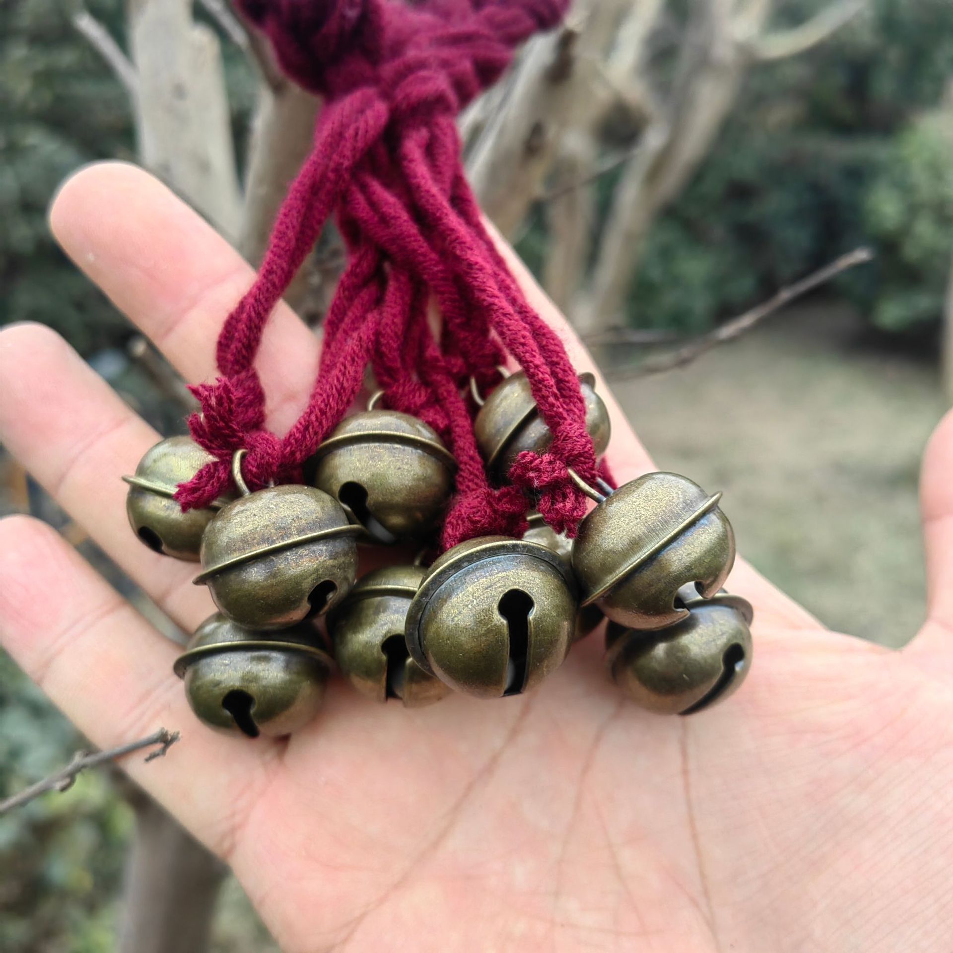 Red witch protection bell/wind chime pagan object/retro bell