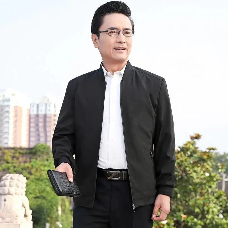 Куртка для мужчин среднего возраста, куртка для пожилых мужчин, весенний и осенний бейсбольный костюм, бизнес-кэжуал для мужчин, осенний наряд для папы