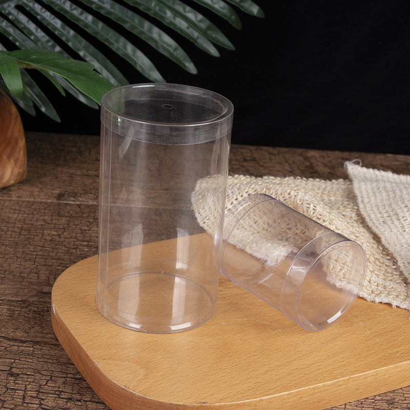 High-permeability PVC packing box in stock curling cylinder food packaging transparent cylindrical blister with lid bottom barrel wholesale