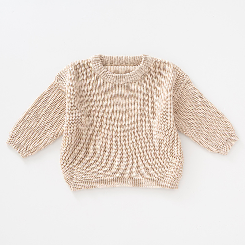 Foreign trade hot selling children's clothing pullover knitted sweater European and American Foreign trade solid color girls' sweater in stock