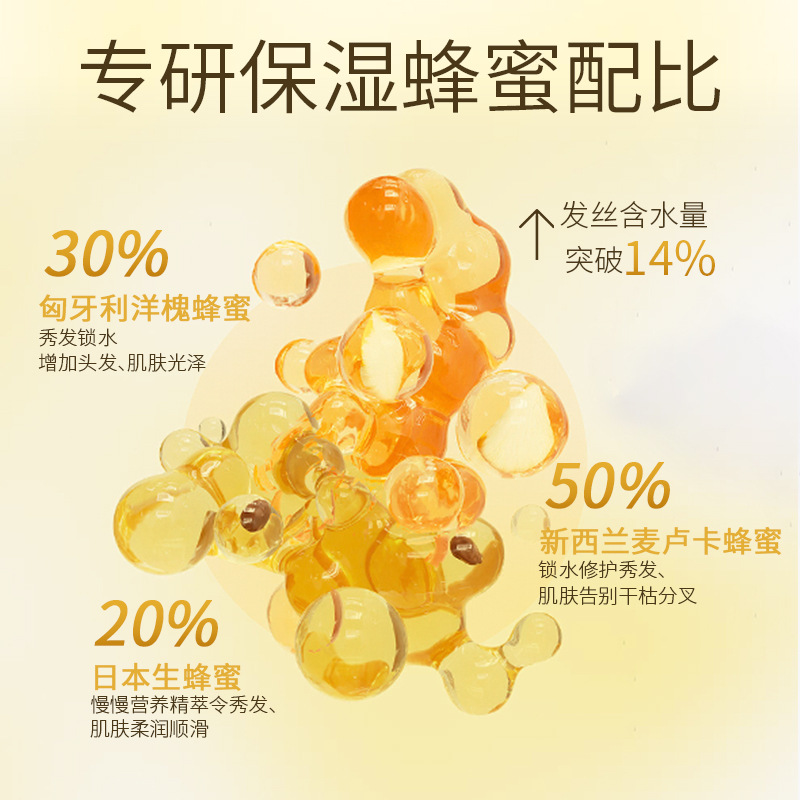 [Honey fluffy oil control anti-itching anti-dandruff shampoo shower gel lasting fragrance hair conditioner hair mask suit genuine goods