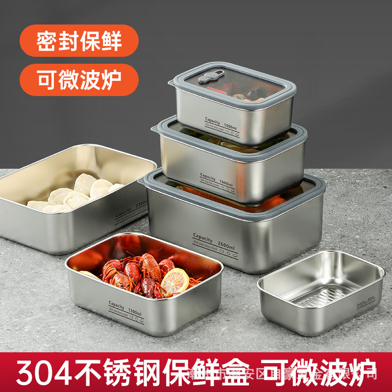 Коробка для хранения из нержавеющей стали Jiangyi 304 с стеклянной крышкой, квадратный ланч-бокс для фруктов, оптовая продажа