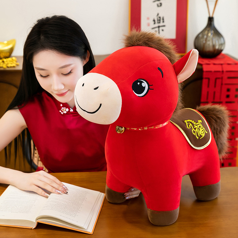 Year of the Horse Mascot Pony Stuffed Doll Fabric Chinese Style Doll Toy Ornament Wholesale Zodiac Horse Rag Doll
