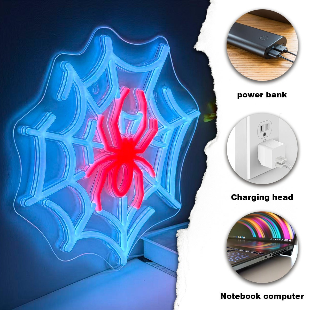 Halloween Spider Neon Light with Luminous Creative Decorative Lights Atmosphere Light USB Low Voltage Modeling Light Led