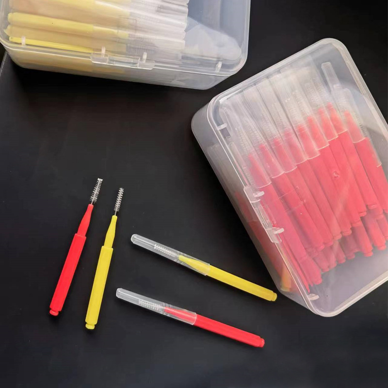 Кисточка для межзубной чистки Pencil, 60 шт., в упаковке, межзубная щетка, щетка для чистки бровей, ортодонтическая межзубная щетка