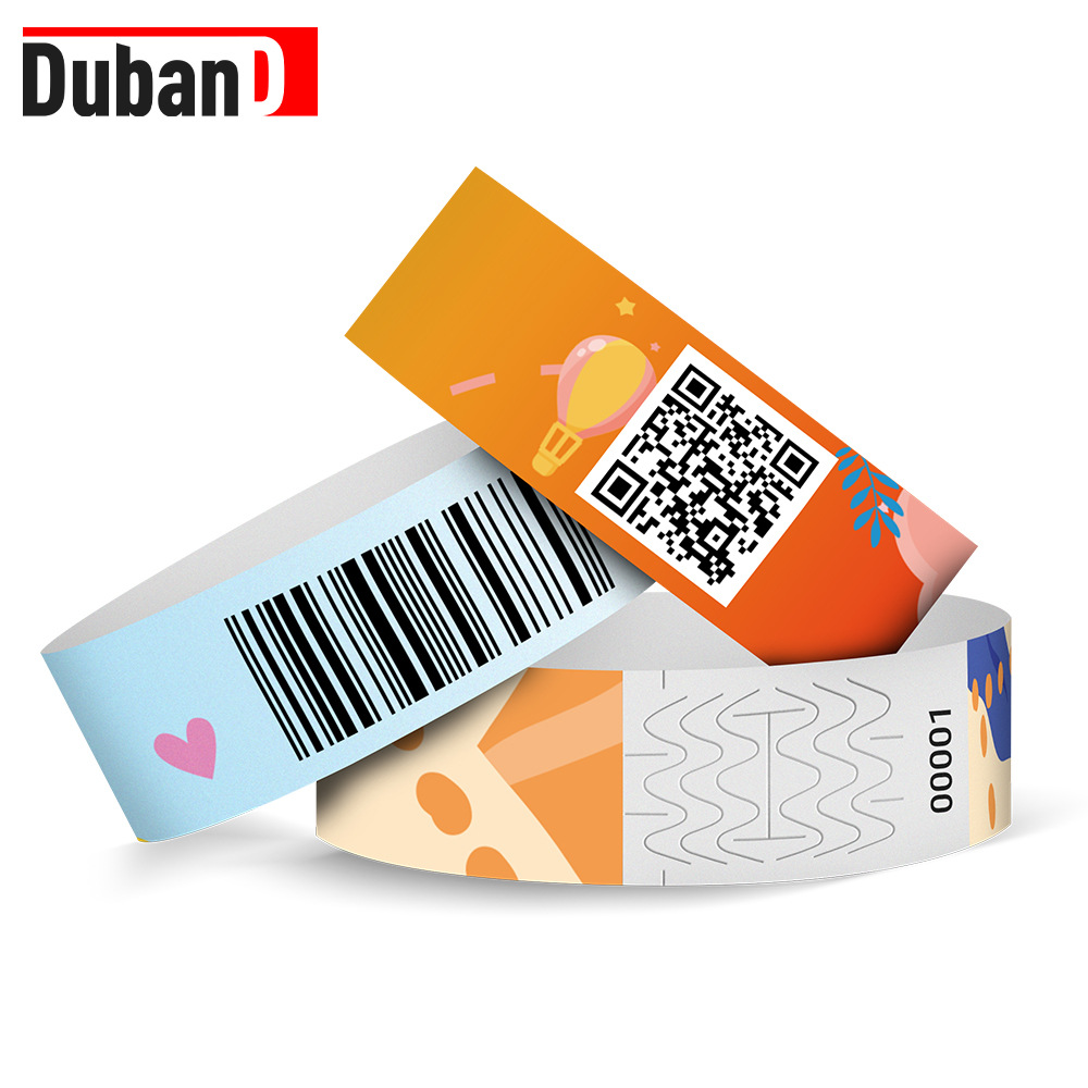 Solid color DuPont paper disposable waterproof imitation tamper children's playground swimming pool fluorescent color bracelet wristband ticket