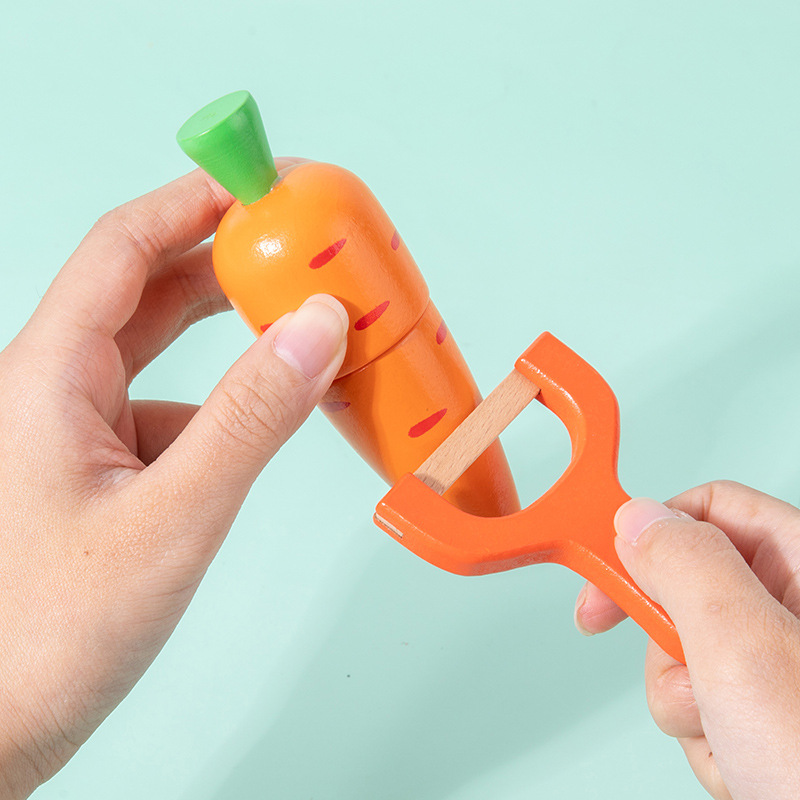 Qieqile Cross-Border Simulated Wooden Vegetable and Fruit DIY Optional Combination 1-3 Years Old Baby Wooden Kidsren's Toys