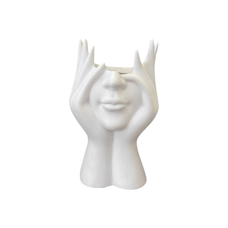 Creative Human Face Art Styling Storage Tube, Multifunctional Office Desk Pen Holder, Makeup Brush Holder, Home Decoration