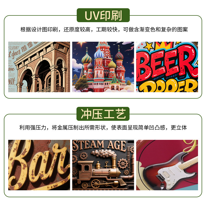 Tinplate Iron Painting Cross-Border European and American Retro Home Decoration Metal Painting Foreign Trade Bar License Plate Decoration Tinplate Painting