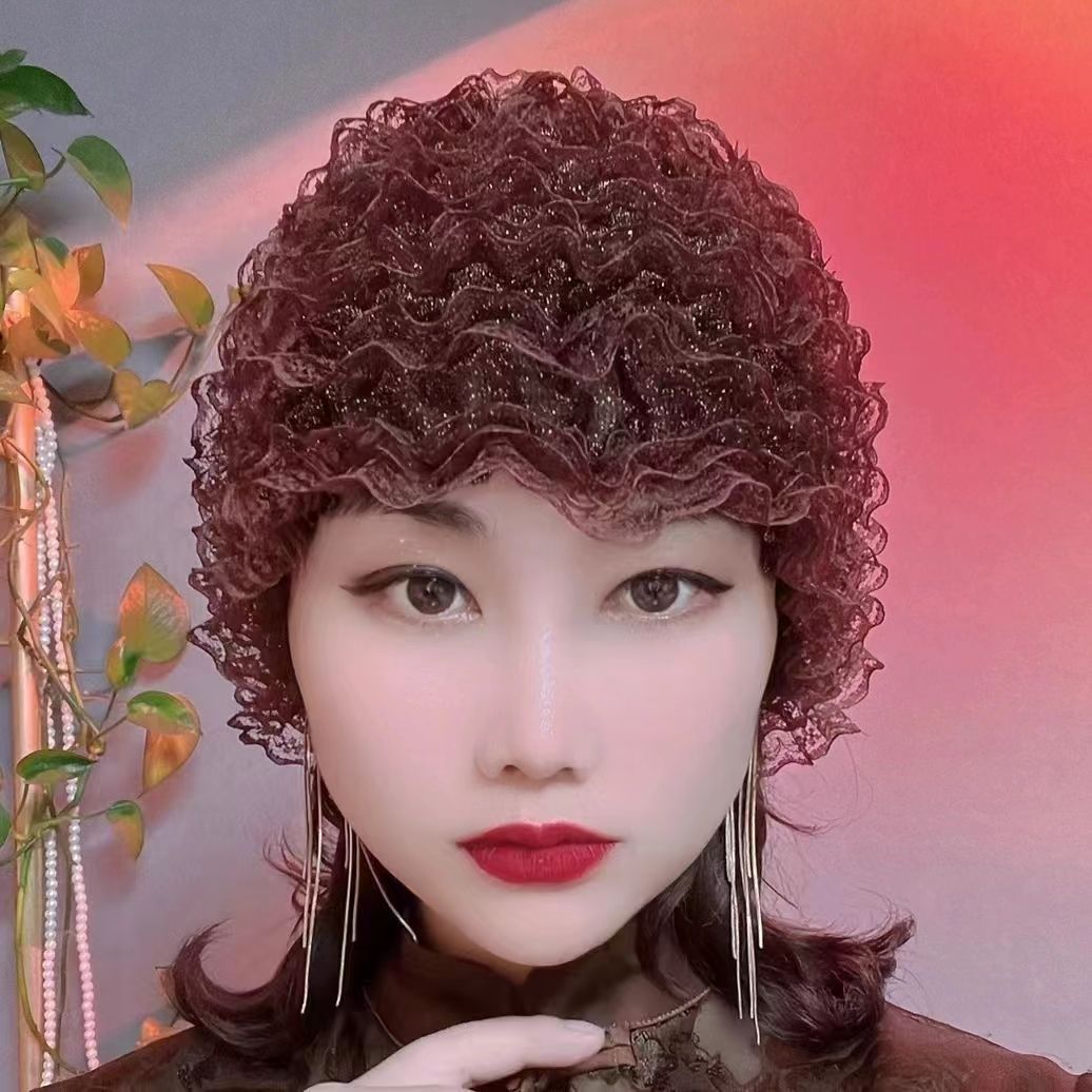 New Beauty Gauze Elastic Lace Turban to Cover White Hair and Collect Broken Hair, Layered Hat, Fashionable Home Breathable Small Hat