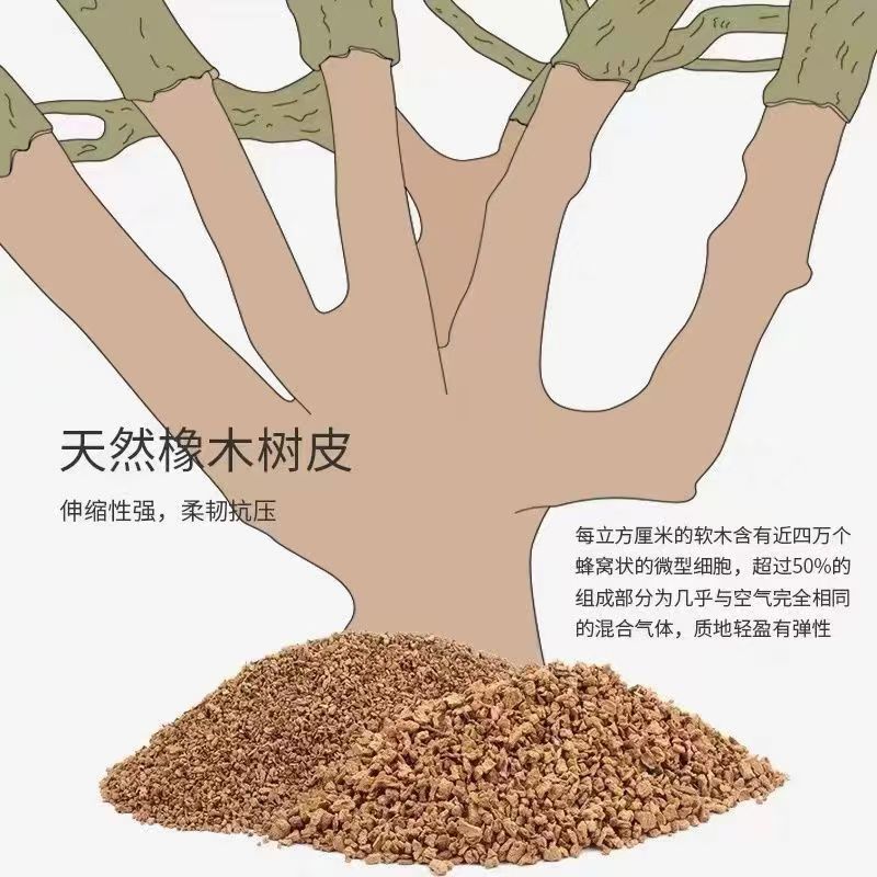 Натуральный пробковый порошок, ультралегкий древесный порошок, пробковые гранулы, сырье из пробковых гранул португальского дуба для подошв обуви