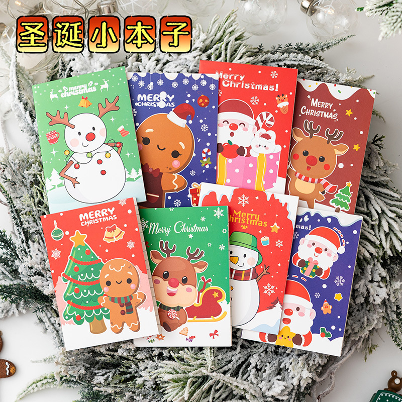 Рождественский блокнот, мультяшный, милый, карманный, портативный мини-дневник для студентов, блокнот высокого класса