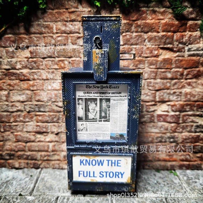 Cross-border new 1:12 scale miniature American metal mini public telephone newspaper decoration factory wholesale in stock